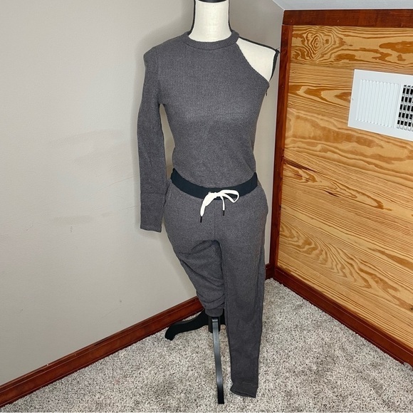 n:philanthropy Baywood Waffle Knit Jumpsuit in Charcoal Grey Extra Small NWT - Picture 2 of 13